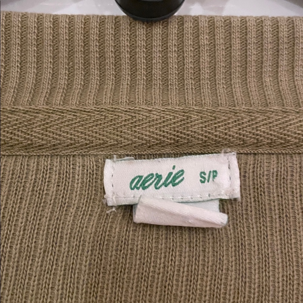 Aerie Olive Green Ribbed Sweatshirt - Picture 2 of 4